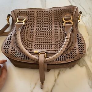 Chloe Marcie Python Satchel with crossbody strap
